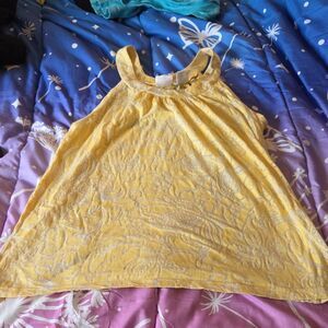 No Boundaries Juniors M 7/9 Yellow Paisley Sleeveless Tank Top Sheer Y2K